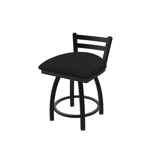18" Low Back Swivel Vanity Stool, Black Wrinkle, Canter Espresso Seat
